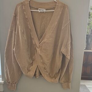 Bucket List Bucketlist Tan Twist Front Terry Sweatshirt